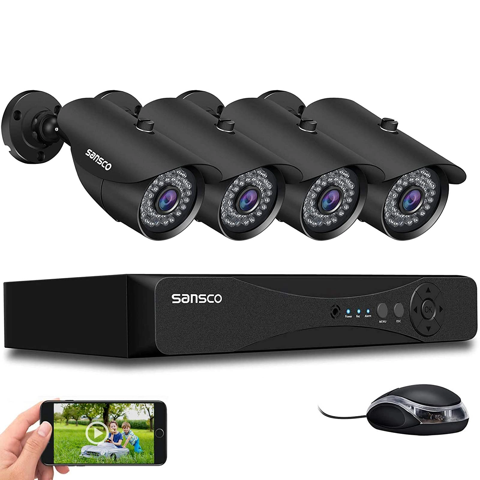 SANSCO 8 Channel 5MP DVR CCTV Security Camera System - 4 8 2MP