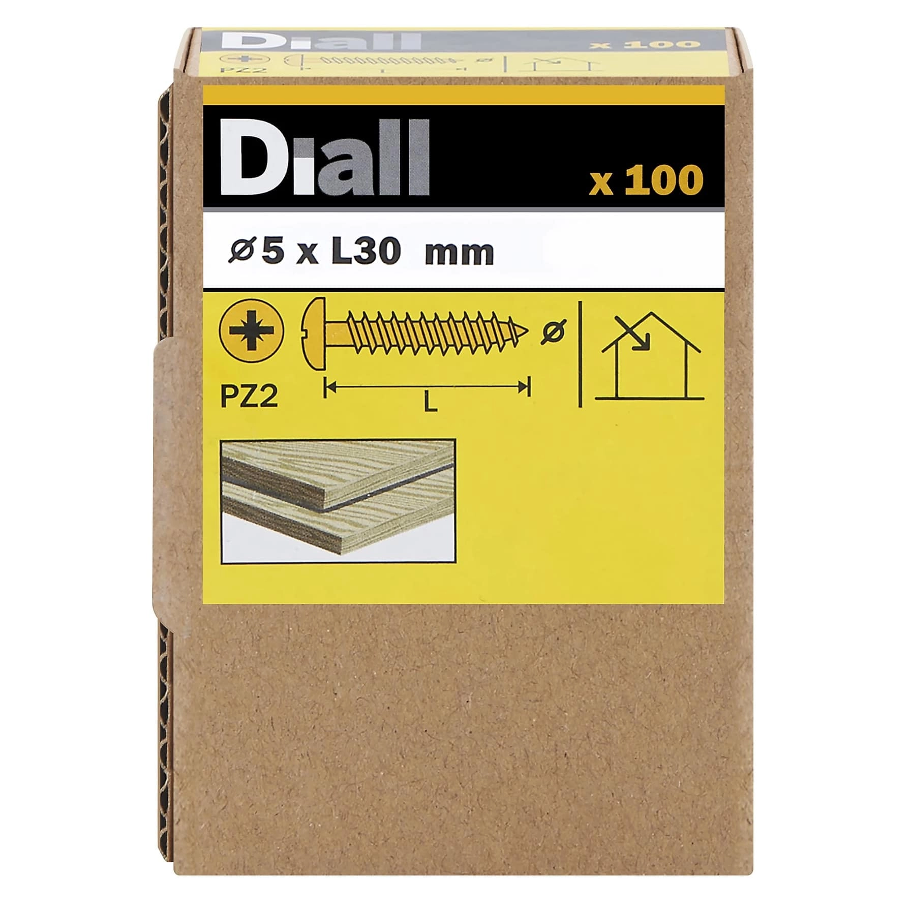 Diall Zinc-Plated Carbon Steel Wood Screw - 5 x 30 mm
