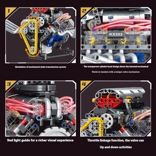 Visible V8 Engine Model - 665 pcs with Lights