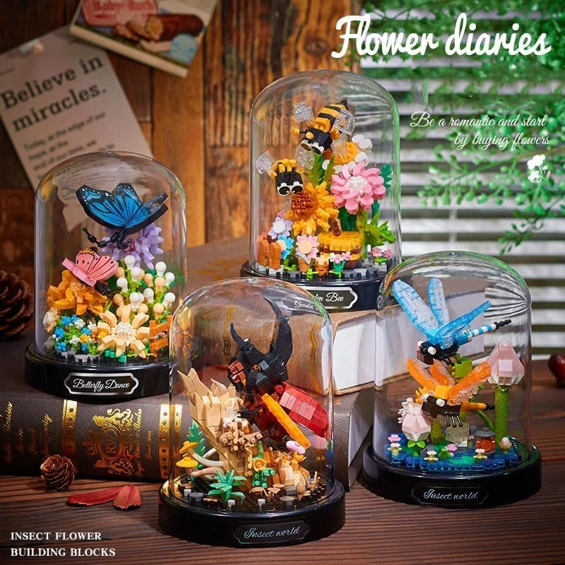 Dragonfly Eternal Flower - Construction Toy Interior Decoration