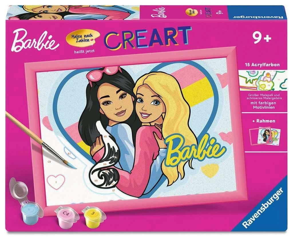 Ravensburger Malen nach Zahlen Kinder Barbie-Duo - 15 Acrylfarben 1 Qualittspinsel