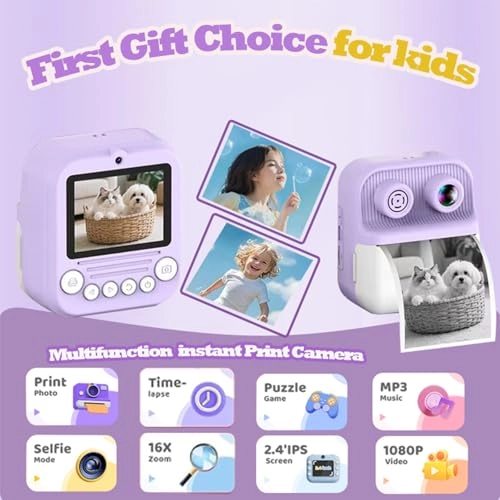 Kids Digital Camera With Instant Print - 48MP 1080P
