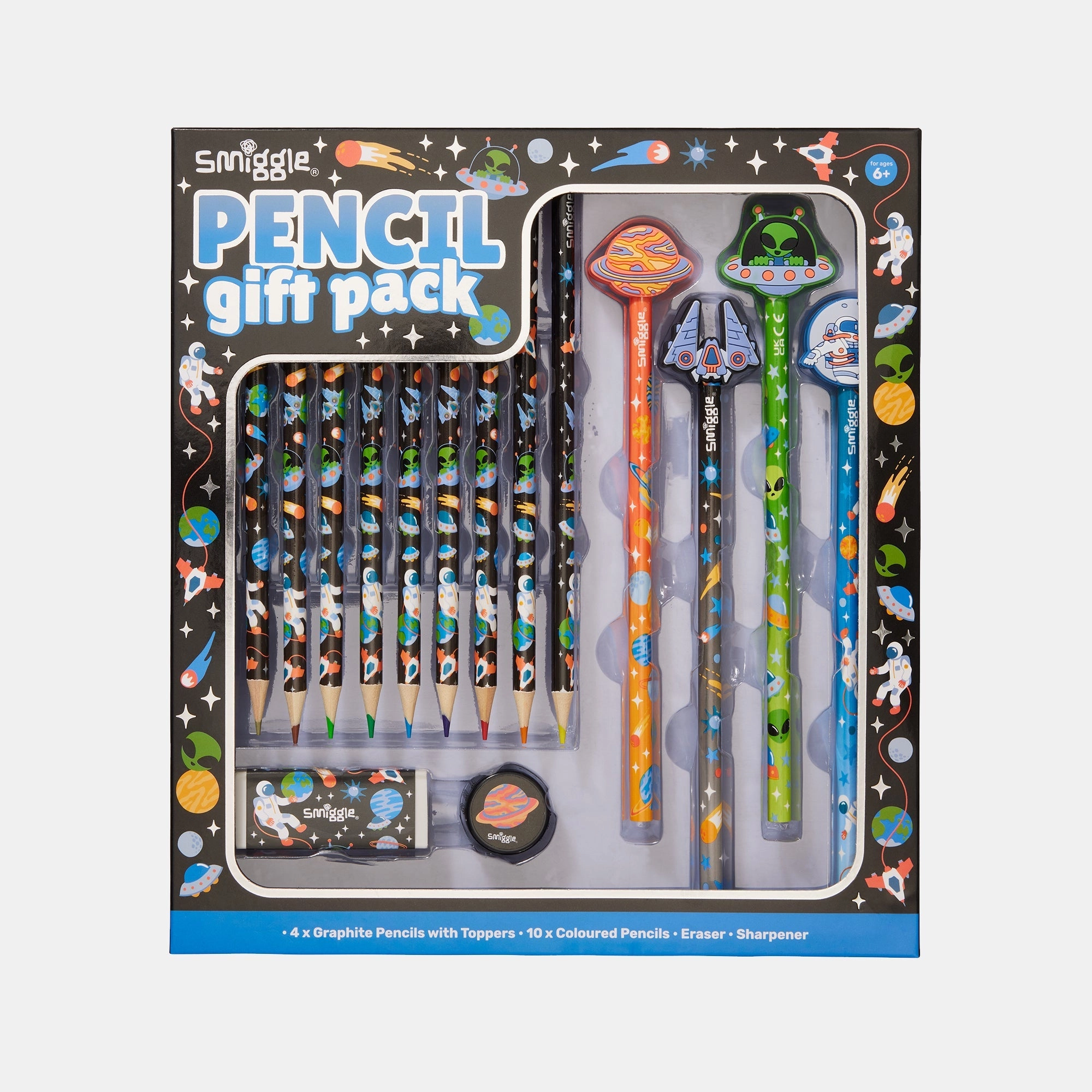 Graphite Pencil - 4 + Coloured Pencil - 12 + Eraser + Sharpener