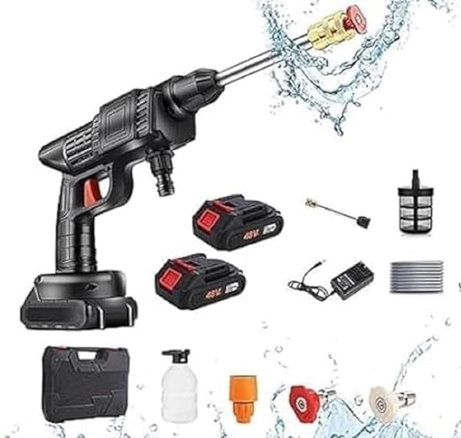 Cordless Portable Pressure Washer Gun - 48V 12000mAh 6 Spray Modes
