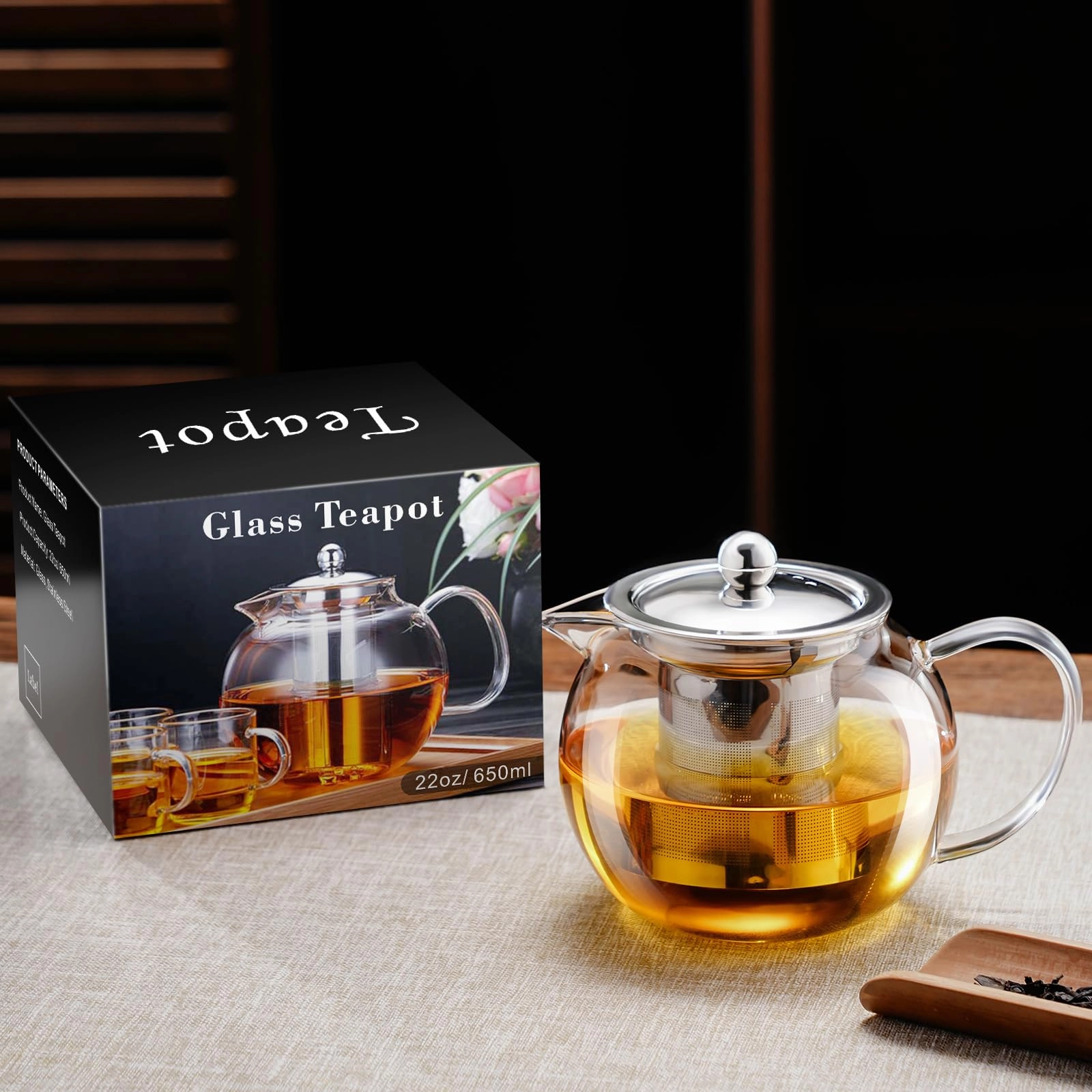 glass teapot - Borosilicate Glass 650 Milliliters