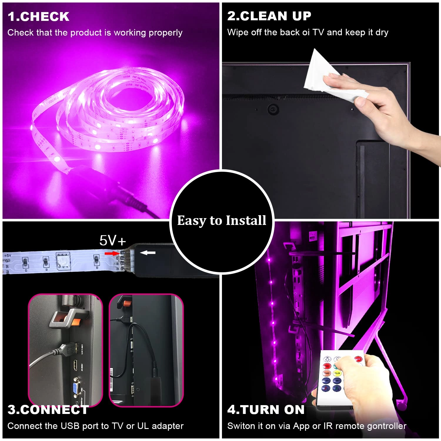 LED Lights for TV - 15ft