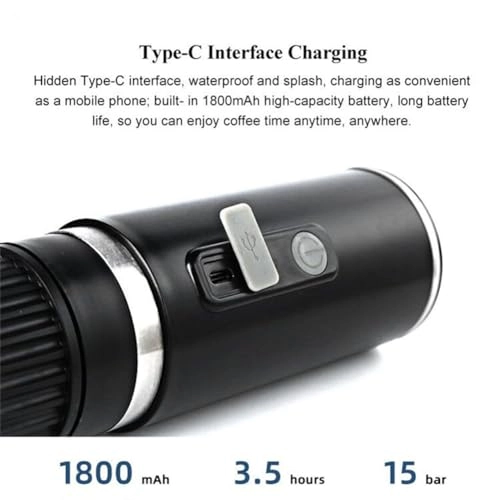 Portable Capsule Coffee Machine - 110 Milliliters ground coffee and coffee capsules