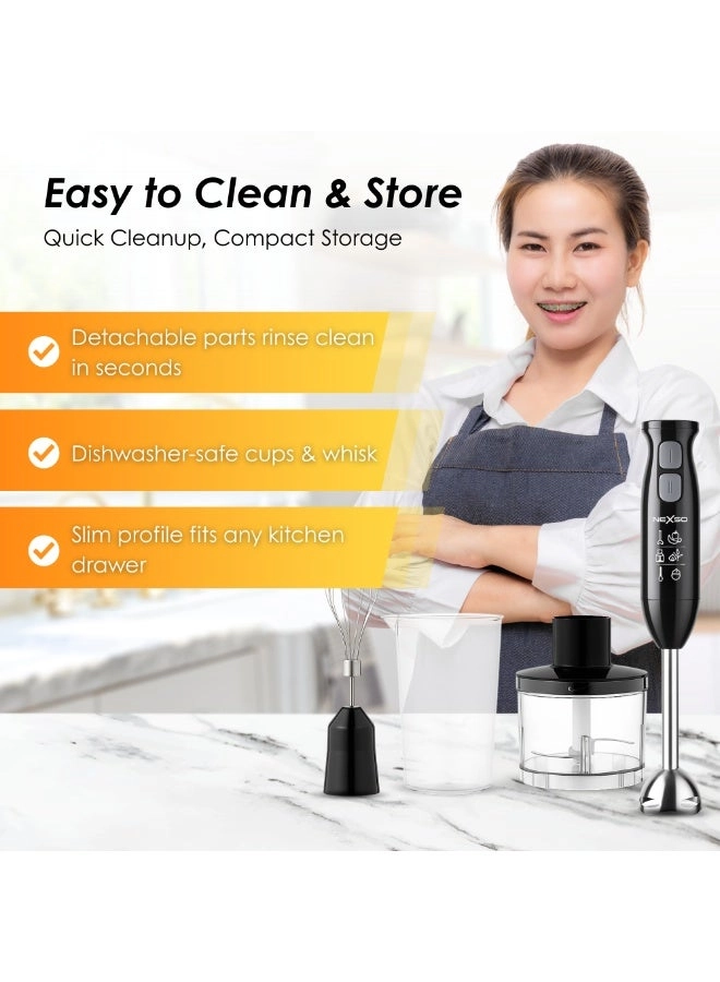 Hand Blender - 4-in-1 Multi-Function Two-Speed Control Stainless Steel Blades