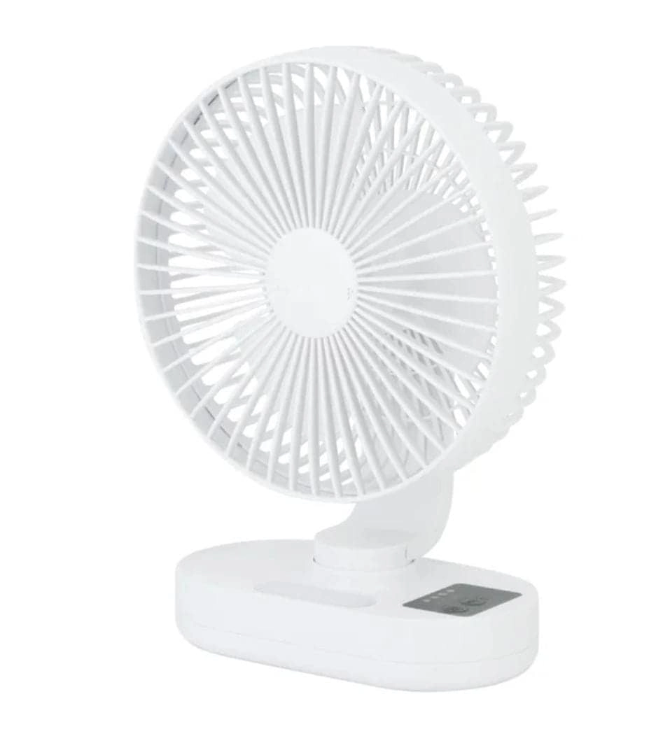 Portable Rechargeable Fan with LED Light - 3 Speed 8 Hours 180° Rotating