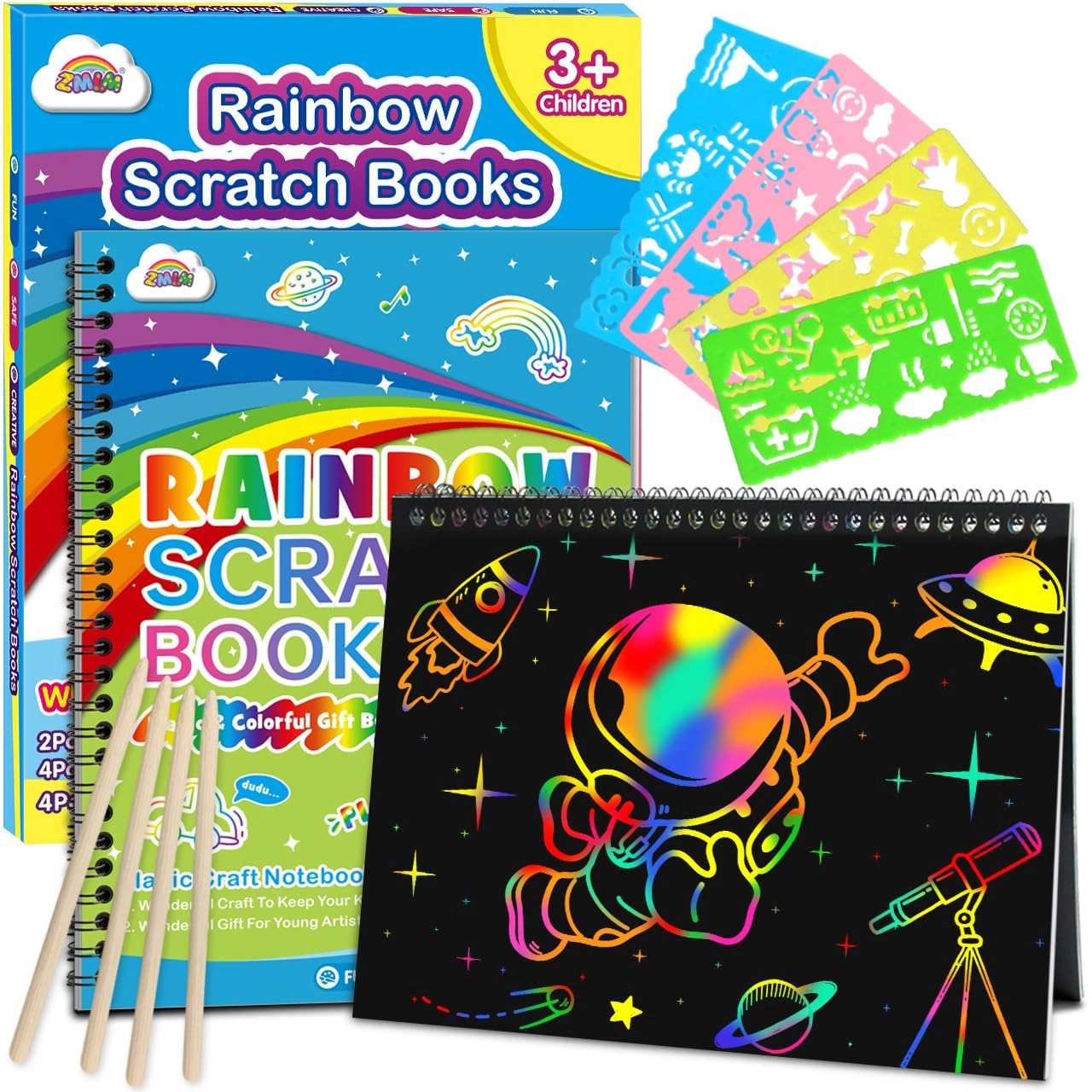 zmlm Rainbow Scratch Notebook Animal - 3+ years 2 pcs