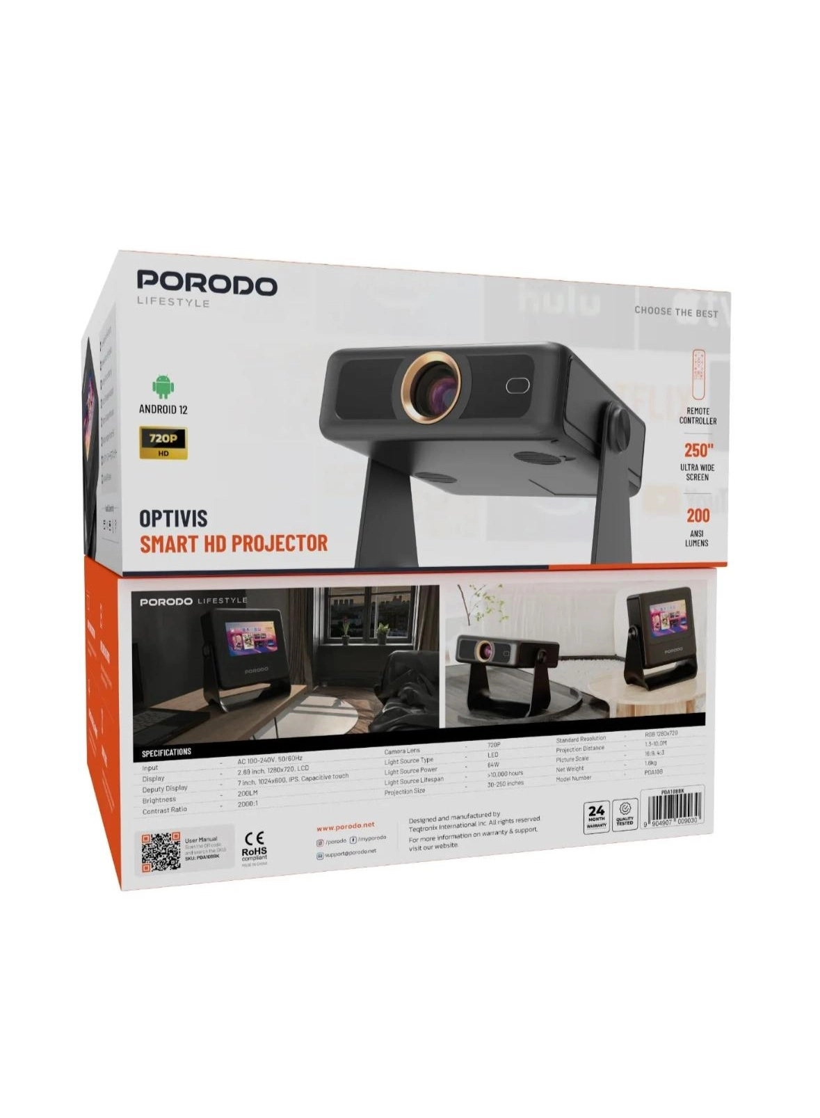 Optivis Smart HD Projector 9904907009030 200 Lm