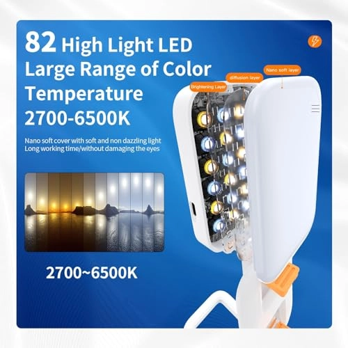 Selfie Light 82 LED - 3 Modes RGB Rechargeable