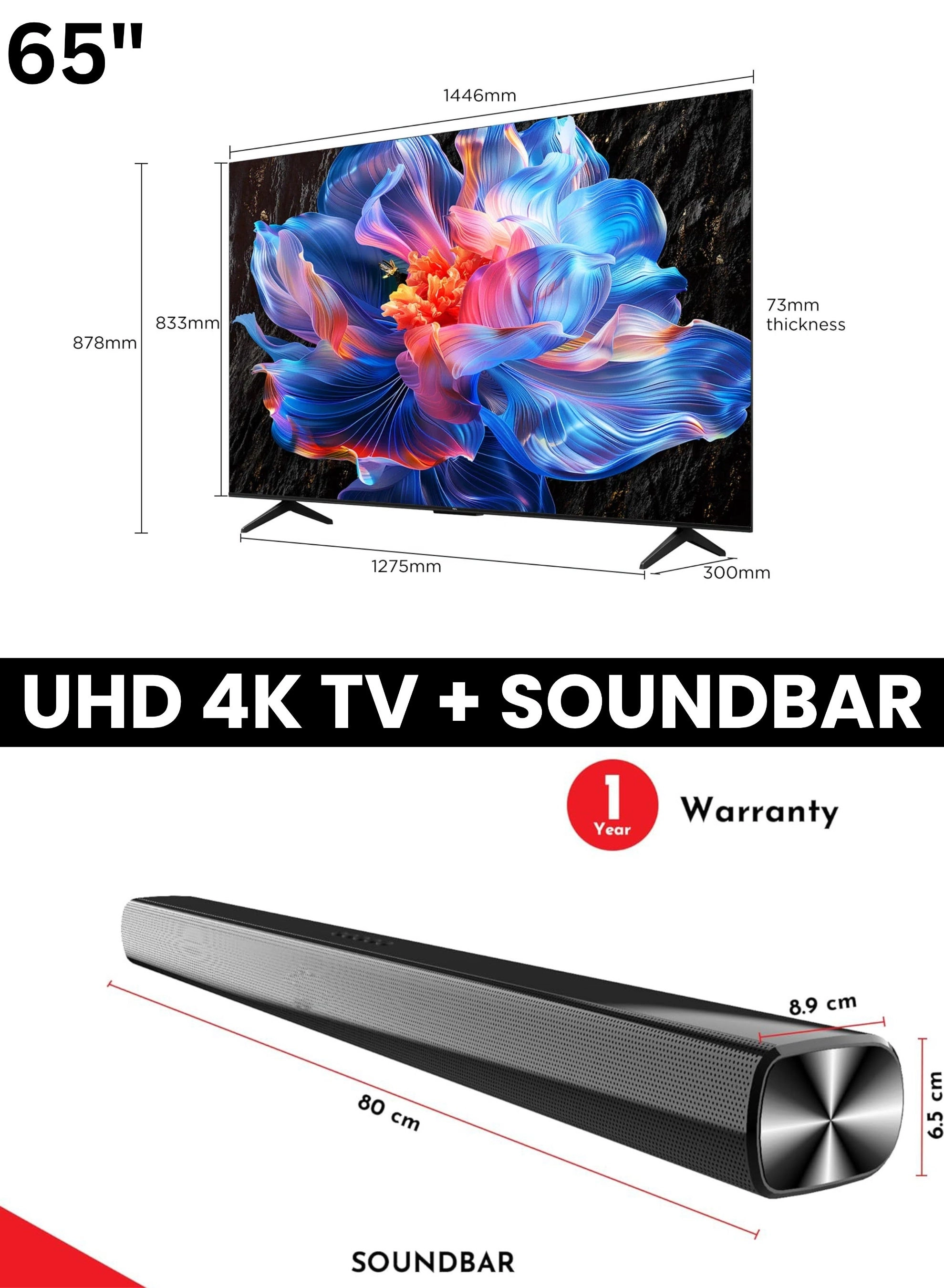 65P6K + SOUNDBAR - 65 in