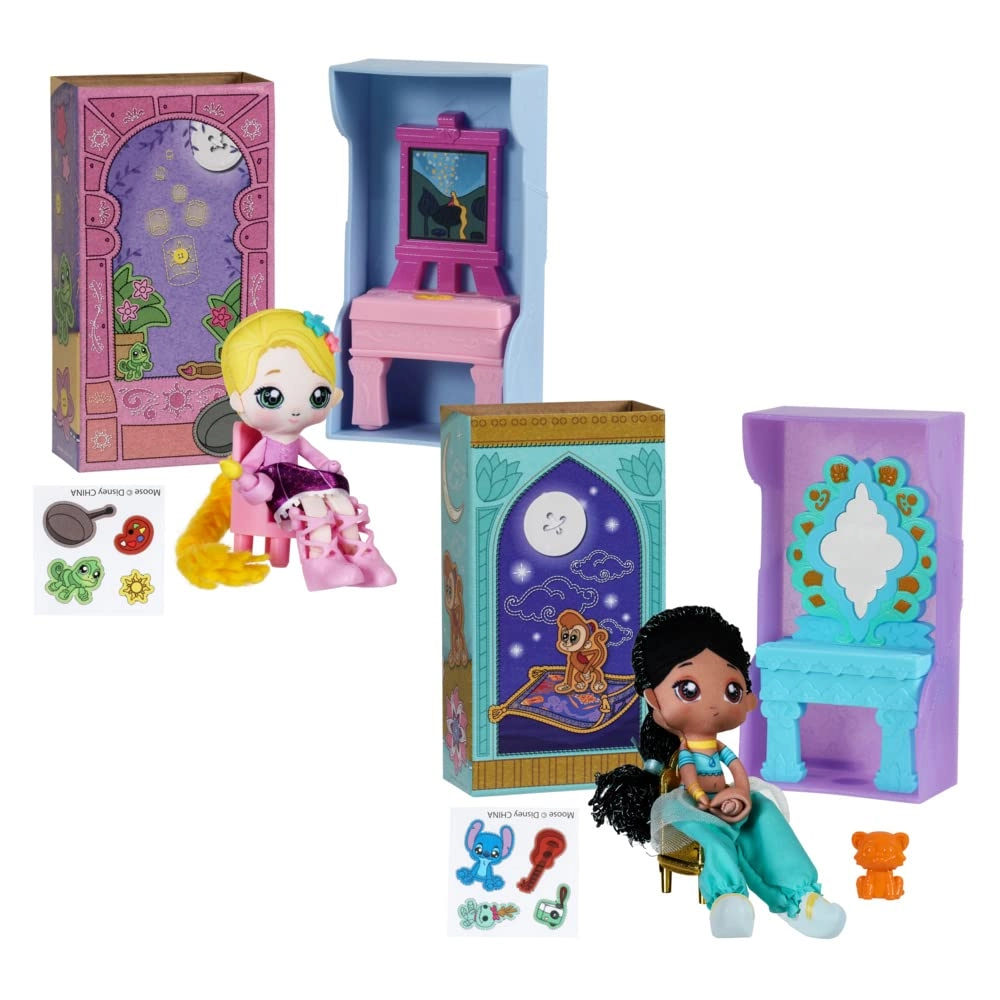 SWEET SEAMS Rapunzel Rag Doll - 6" Art Studio Playset + Princess Jasmine Rag Doll - Vanity Playset