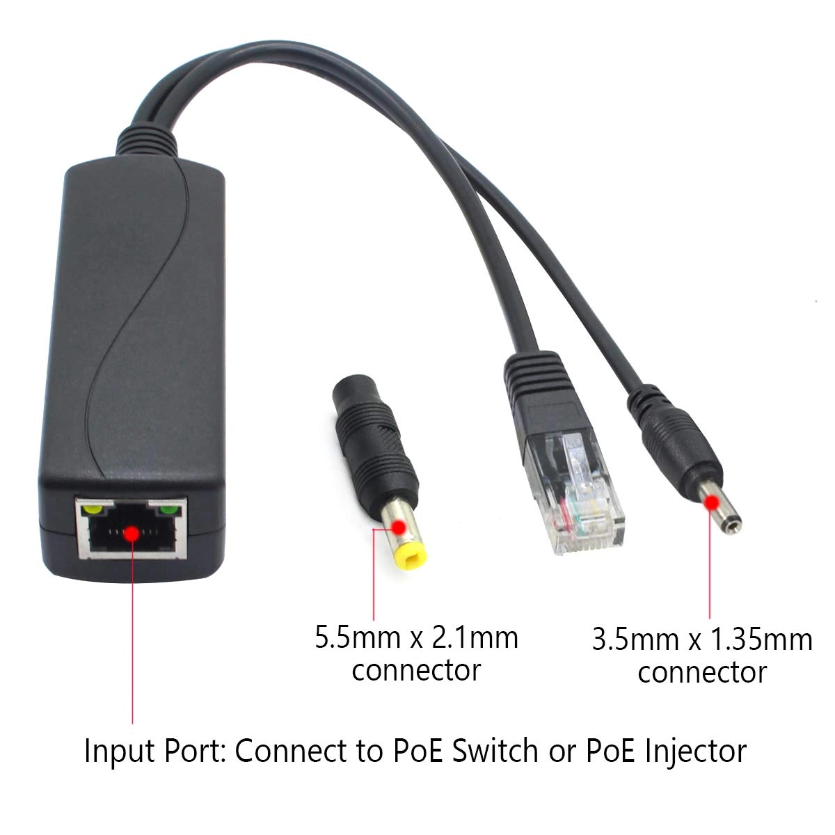 PoE Splitter - 44-56V 12W IEEE 802.3af 10/100Mbps