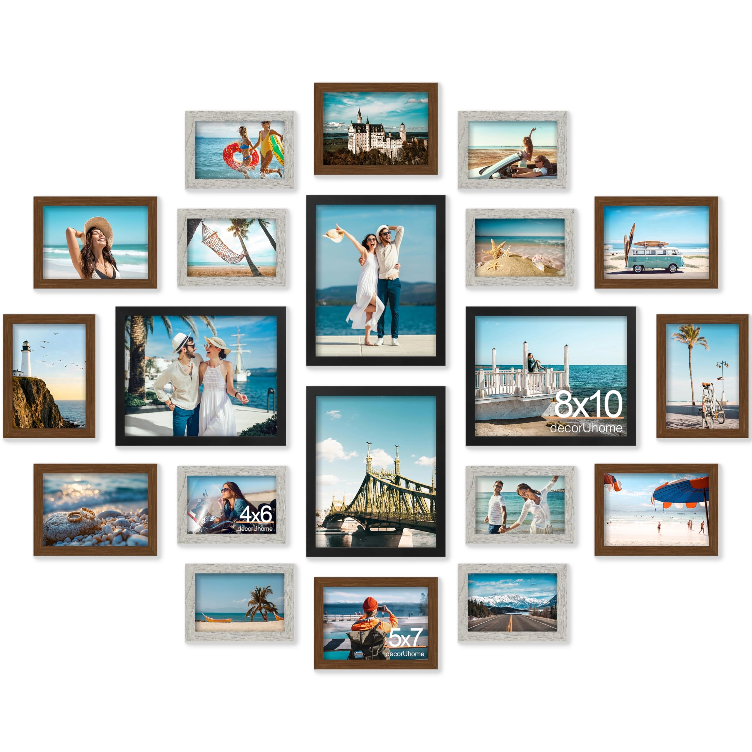 decoruhome Assorted Picture Frames Collage - 8x10 5x7 4x6