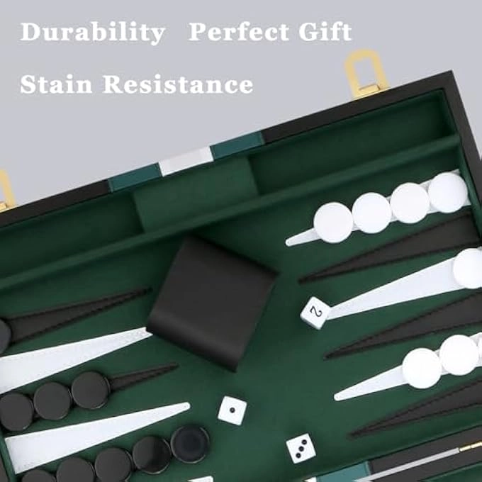 Backgammon Set - 18in Black Leather