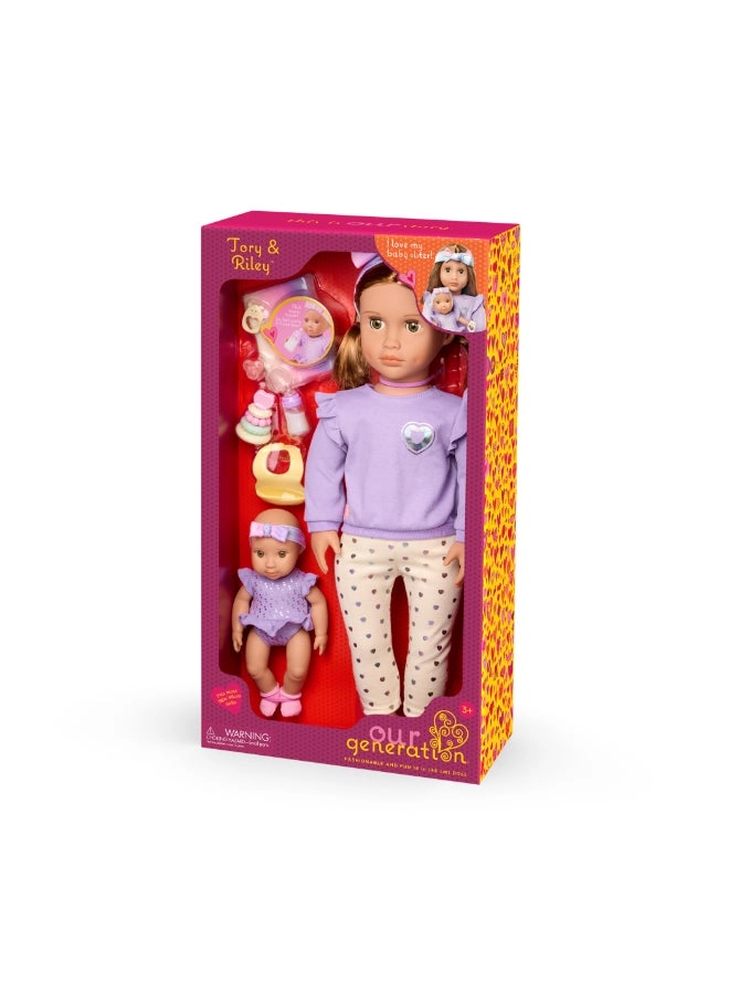 Tory Fashion Doll - 18-inch + Riley Baby Doll - 8-inch