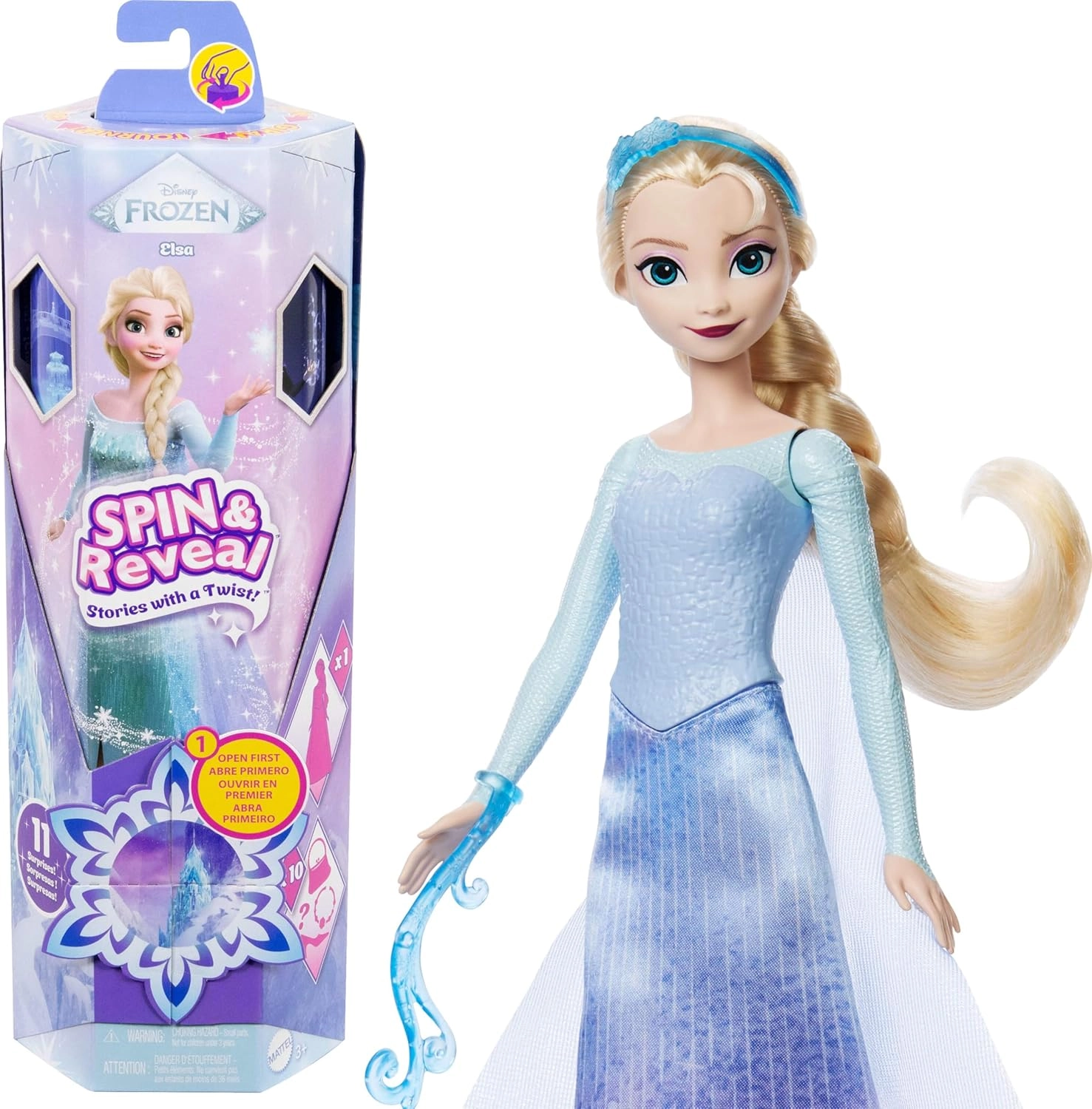 Elsa Fashion Doll - Frozen Spin & Reveal 11 Surprises