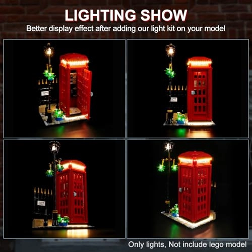 LED Lighting Kit for Lego Ideas Red London Telephone Box - Compatible with 21347 LED
