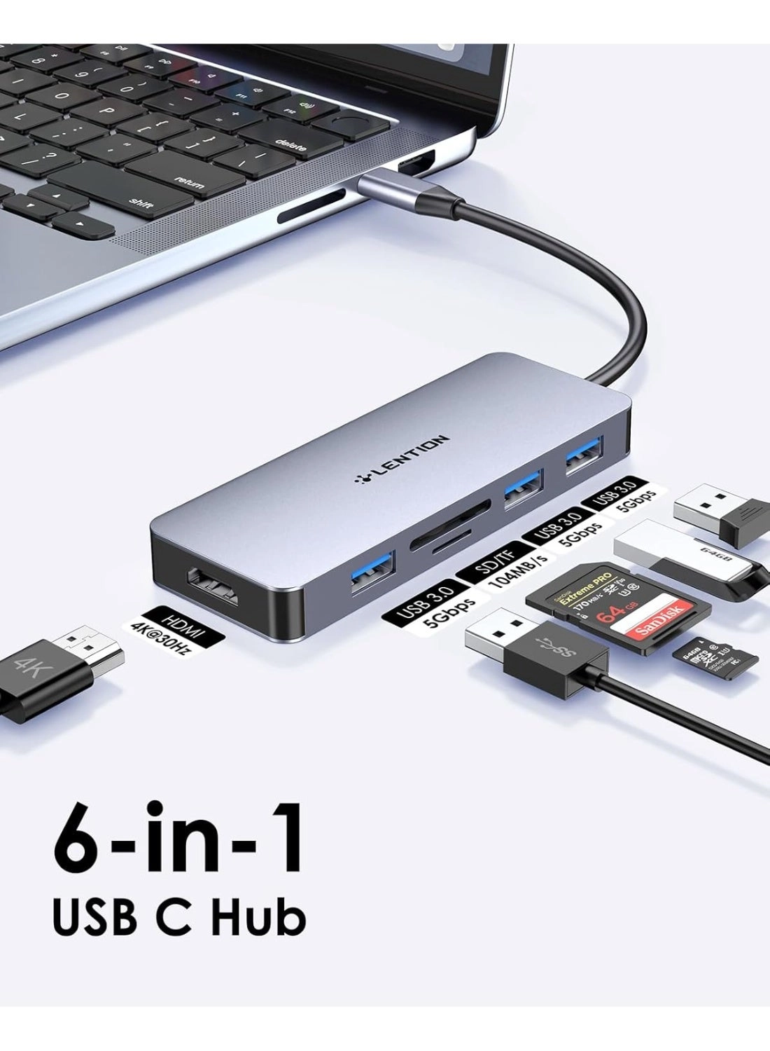 CB-CE18s - 8-in-1 USB-C Hub 4K@60Hz HDMI 100W PD
