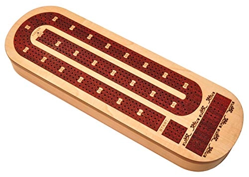 Continuous 4 Track Cribbage Board - Blood Wood Maple Wood
