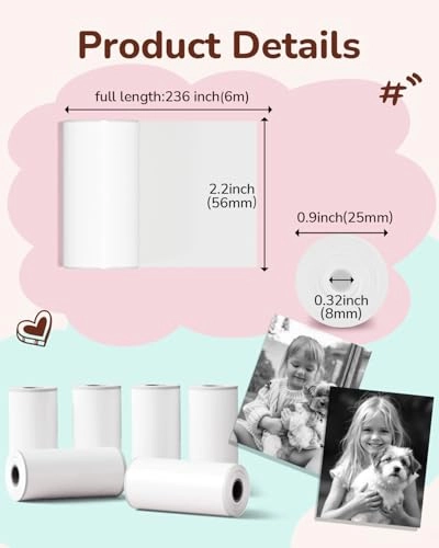 Kids Camera Paper Roll Refill - 6 Rolls 2 Inches