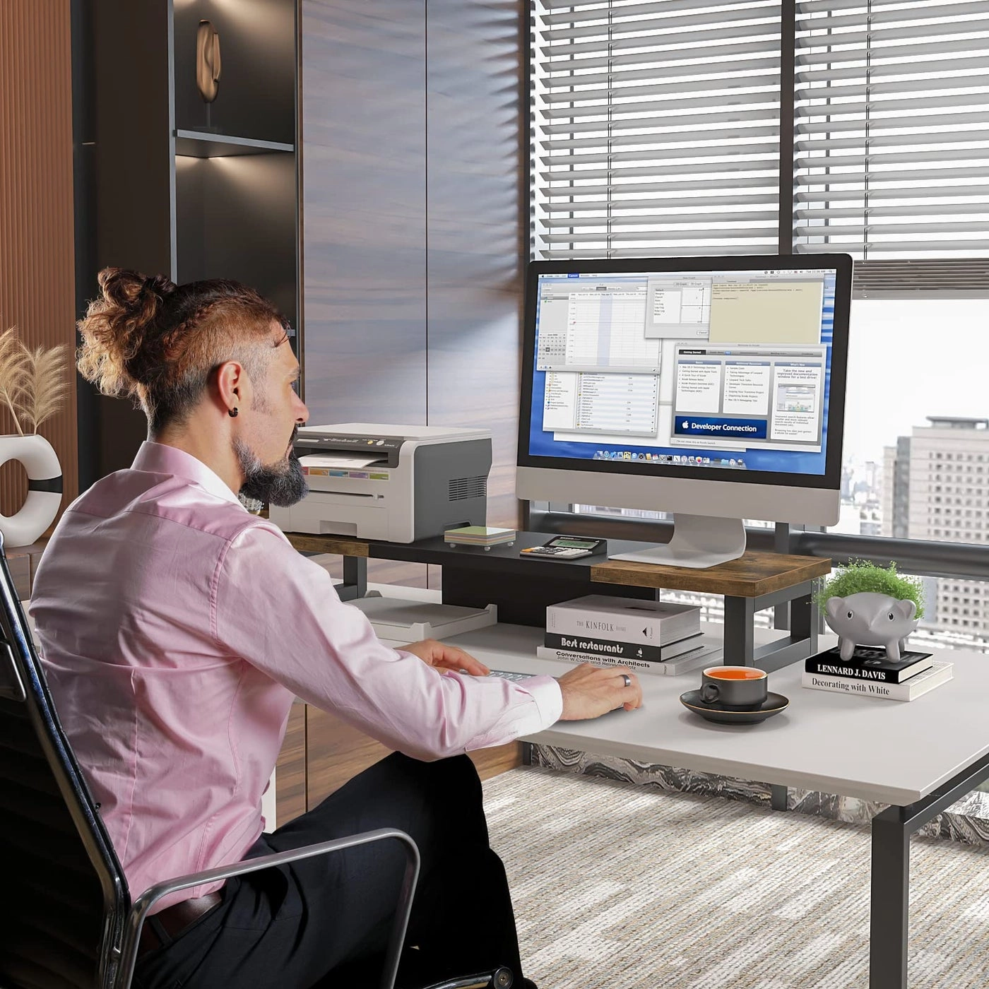 Monitor Stand Riser - Dual Wood and Steel