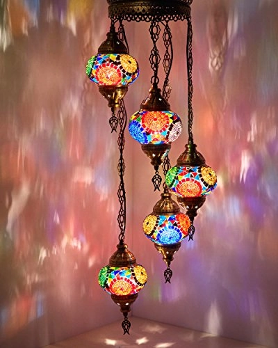 5-Globe Mosaic Ceiling Chandelier