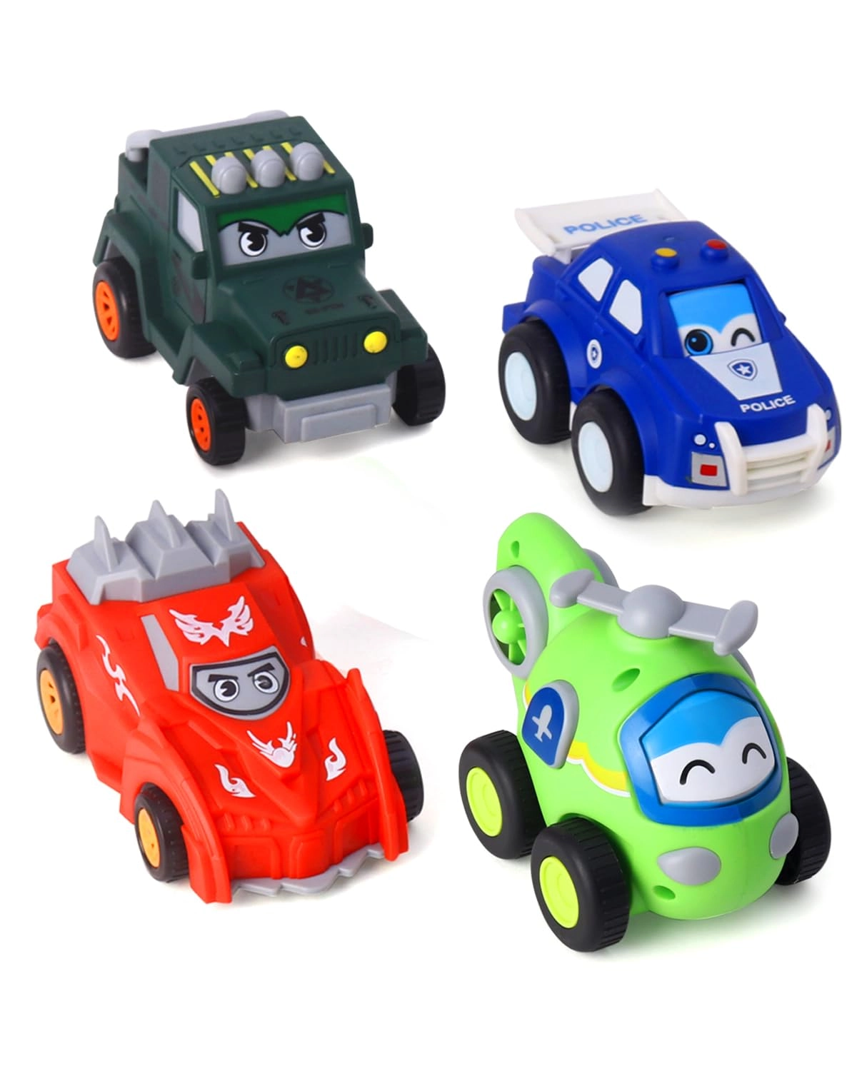 Play Nation Friction Powered Push & Go Vehicle Toy - Pack of 4