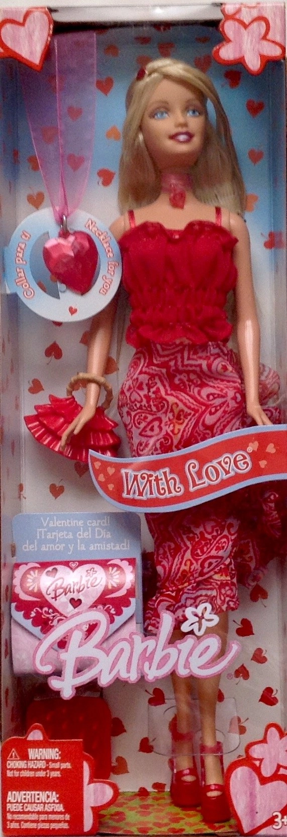 Mattel Barbie Valentines Day - Red White Long Blond Hair Ages 36+