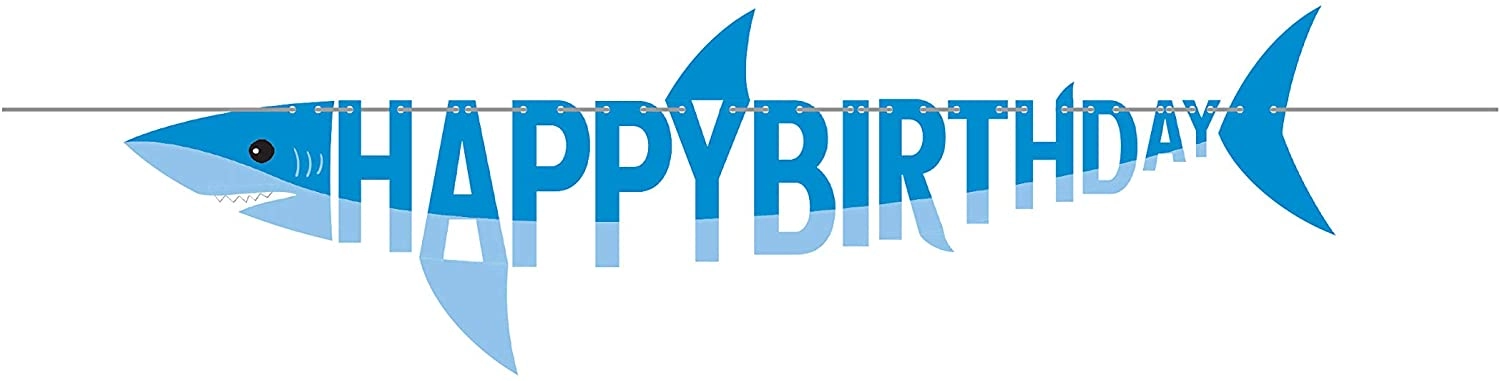CREATIVE CONVERTING Shark Party Shaped Banner - 1 pc
