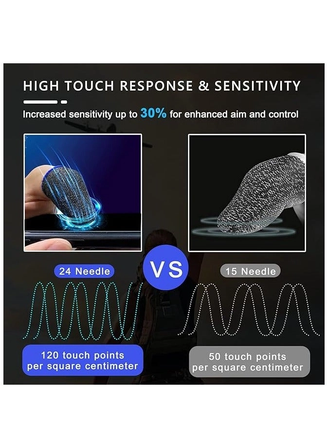 Anti Sweat Gaming Finger Sleeves - Premium Super-thin Silver Fiber 12PACK