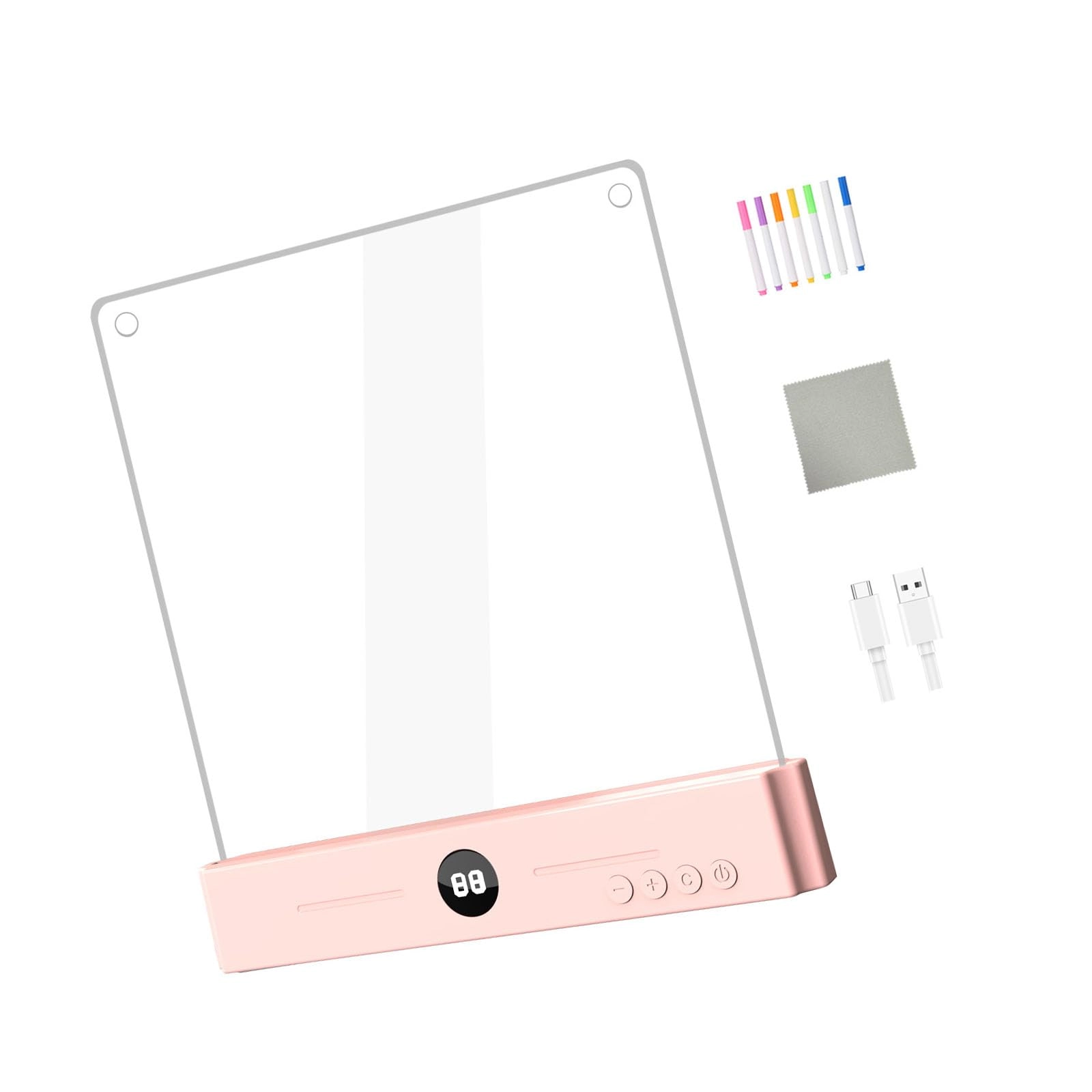 APGLSXY Erasable Light Drawing Board - USB Powered three-color lighting 185×200 mm