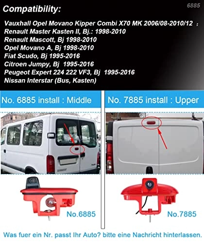 Brake Light Reversing Camera - Night Vision 1280 x 720 pixels