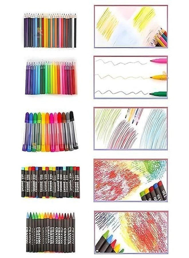 Art Set - 145-Piece Oil Pastels Watercolors Sketch Pens Color Pencils