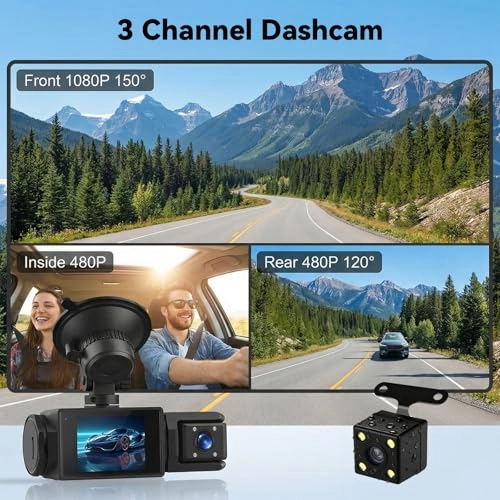 3 Channel Dash Cam - 1080P 30FPS