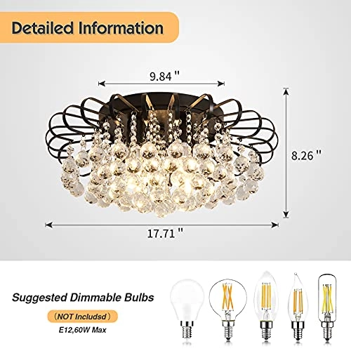 Crystal Floral Chandelier - 4-Light Modern Bronze
