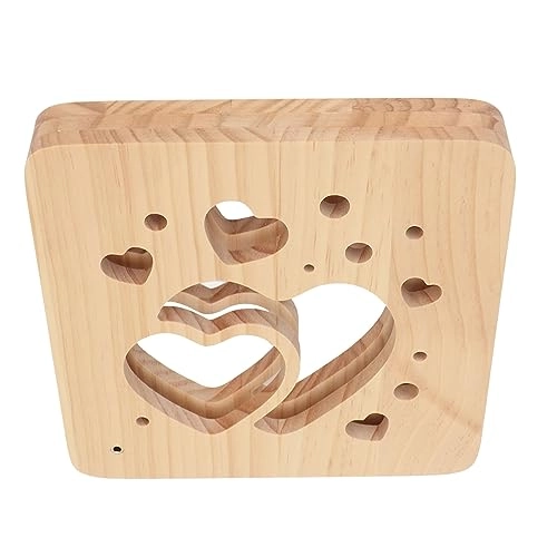 Wooden Hollow Hearts 3D LED Night Light - USB warm white