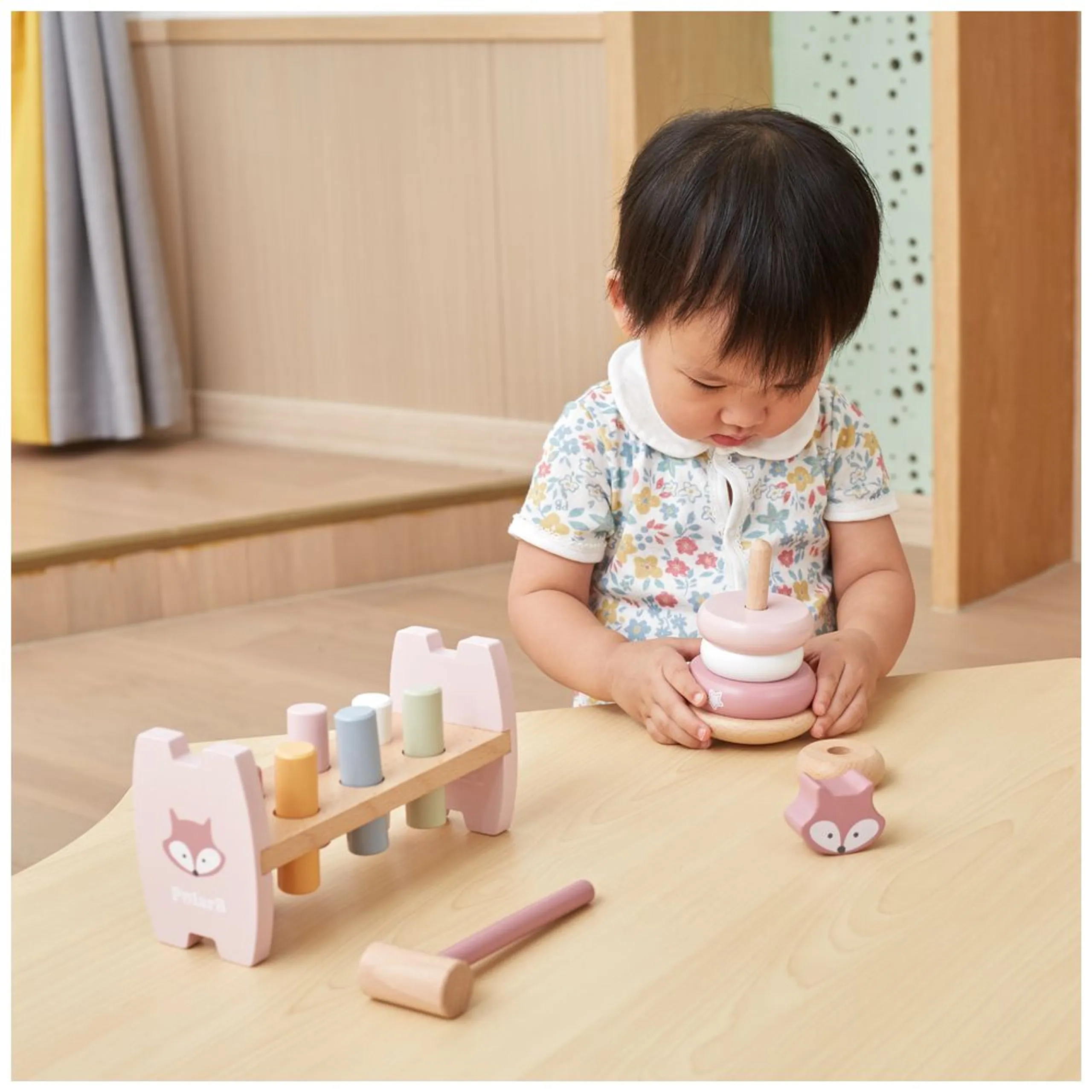 Fox Stacker And Pounding Bench Toy - Suitable for 12 months and above