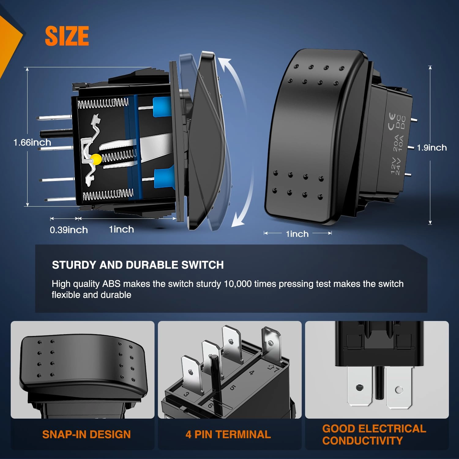 3-Way Rocker Switch - 2 pcs