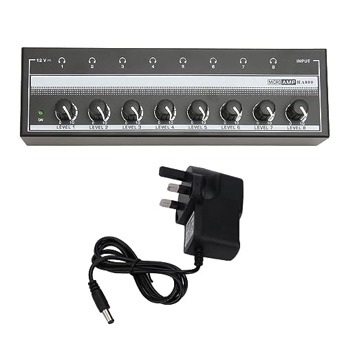 Portable Headphone Amplifier - 8 Channel Stereo 100-240V UK Plug