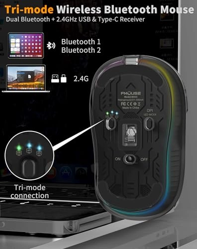 Transparent RGB Tri-Mode Mouse - Wireless