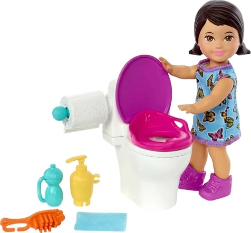 Babysitters Inc. Toddler Doll Set - Small Doll Toilet and 5 Themed Pieces Ages 3+