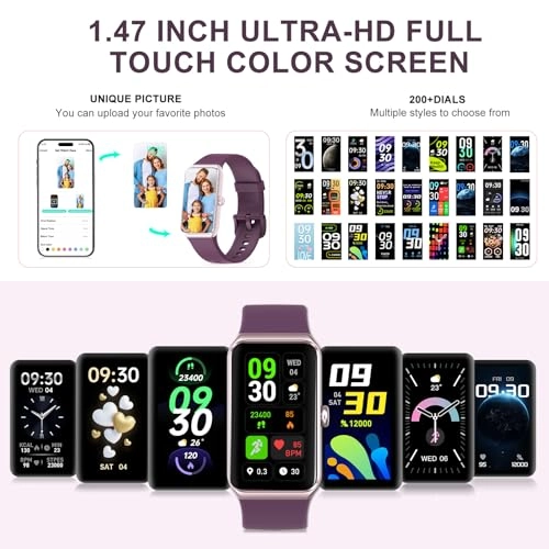 Fitness Tracker - 1.47" Display 24/7 Heart Rate Blood Oxygen