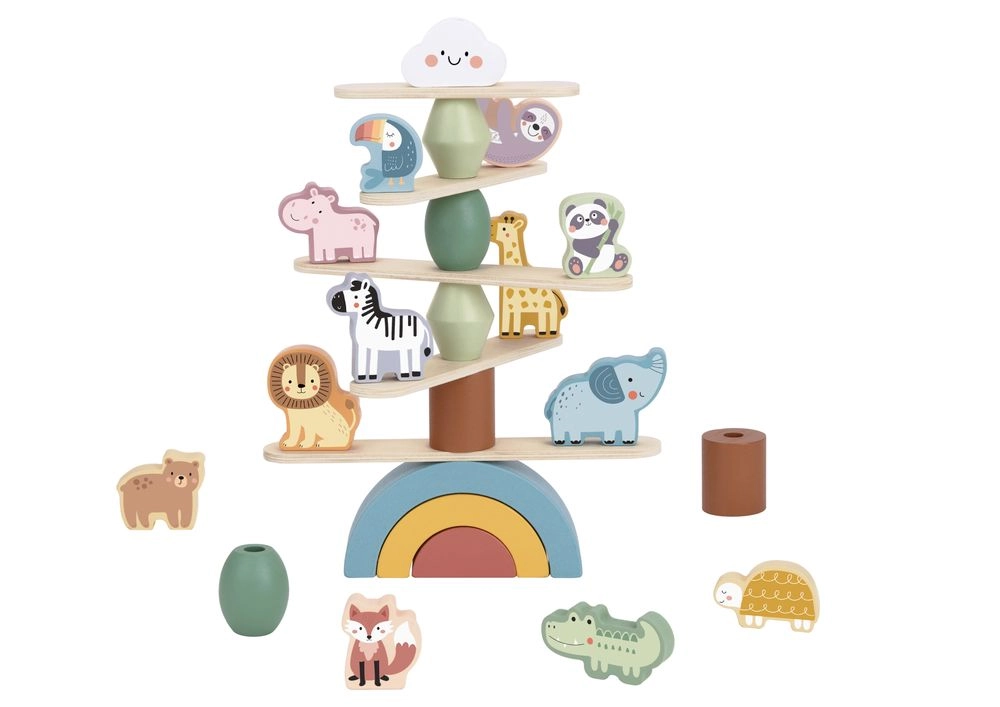 Tooky Toy Wooden Stacking Animals - 18 months & above 29 Pcs