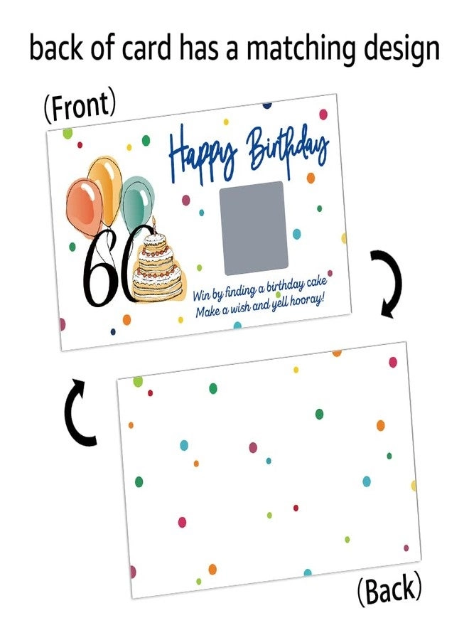 Colorful 60th Birthday Party Game Scratch Off Cards