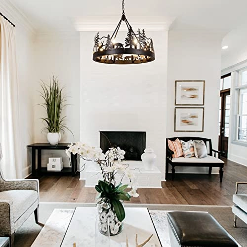 Wagon Wheel Chandelier - 30''W Matte Black
