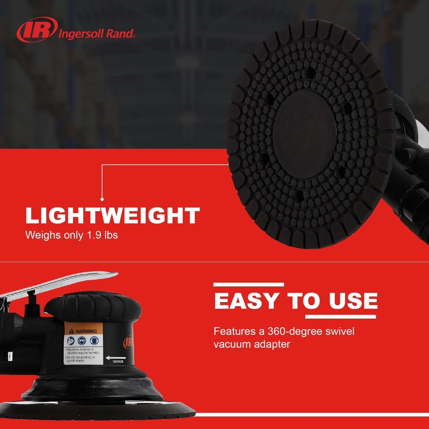 300G Random Orbital Air Sander - 3/16" Orbit 6" Pad 10,000 RPM