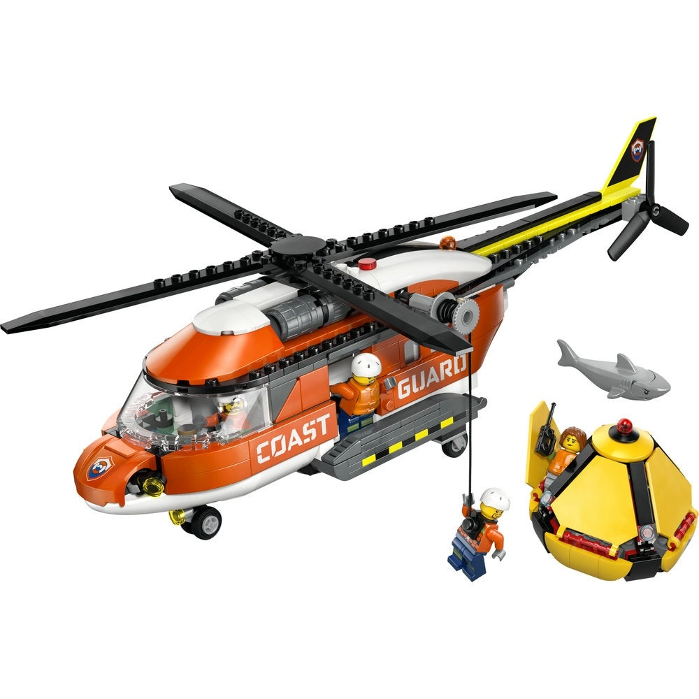 City Coast Guard Helicopter - Emergency Vehicle 4 Minifigures